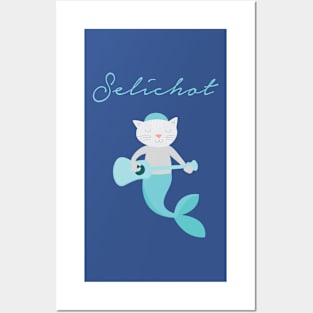 Guitar Cat Mermaid the Selichot Jewish Sacred Prayer Posters and Art